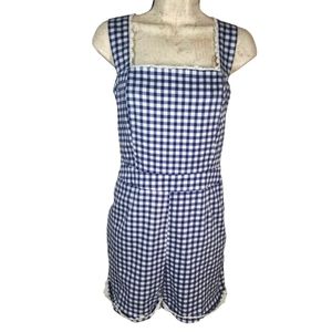 Collectif Vintage Pin Up White and Blue Romper Size Large